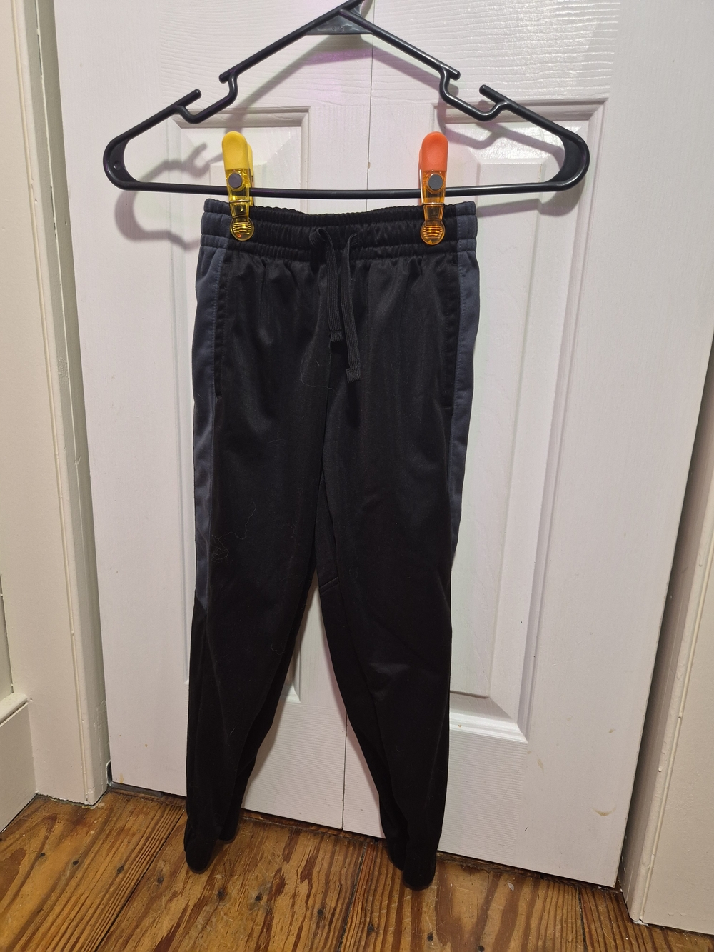 Athletic Works Black Jogger Pants with Gray Side Stripes